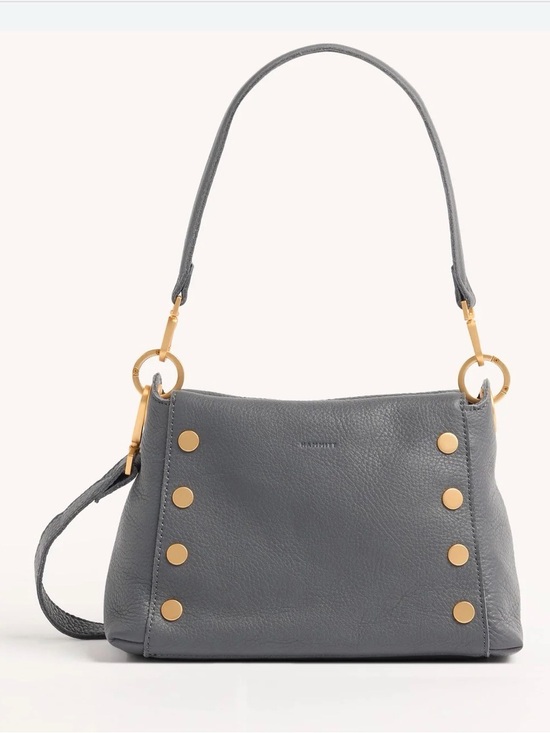 Hammitt Handbags - NWOT Hammitt Bluish Gray Leather Shoulder Bag with Gold Stud Accents MSRP$495